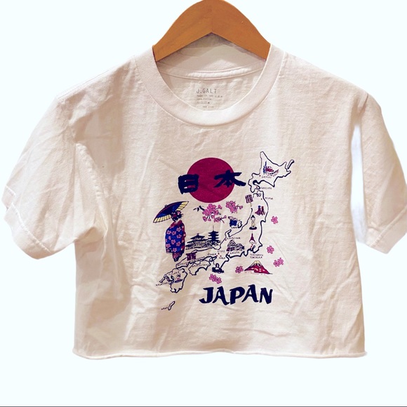 Brandy Melville Tops Rare Brandy Melville Japan Map Crop Tee S M White Poshmark